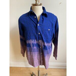 BP Mens BNWOT Small Plaid Tie Dye Ombre Blue Flannel Shirt Button Up
